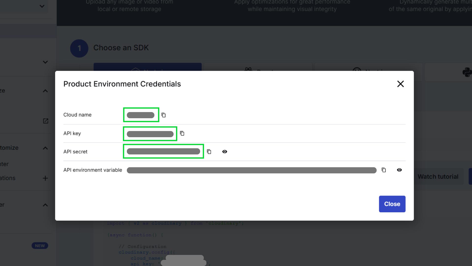Cloudinary Keys Cloudinary Keys