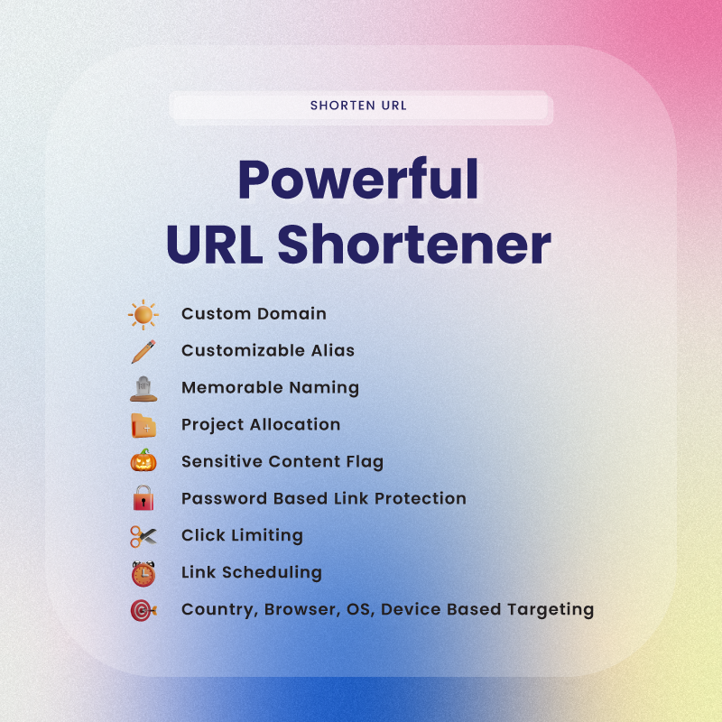 Filament link shortener url shortening features