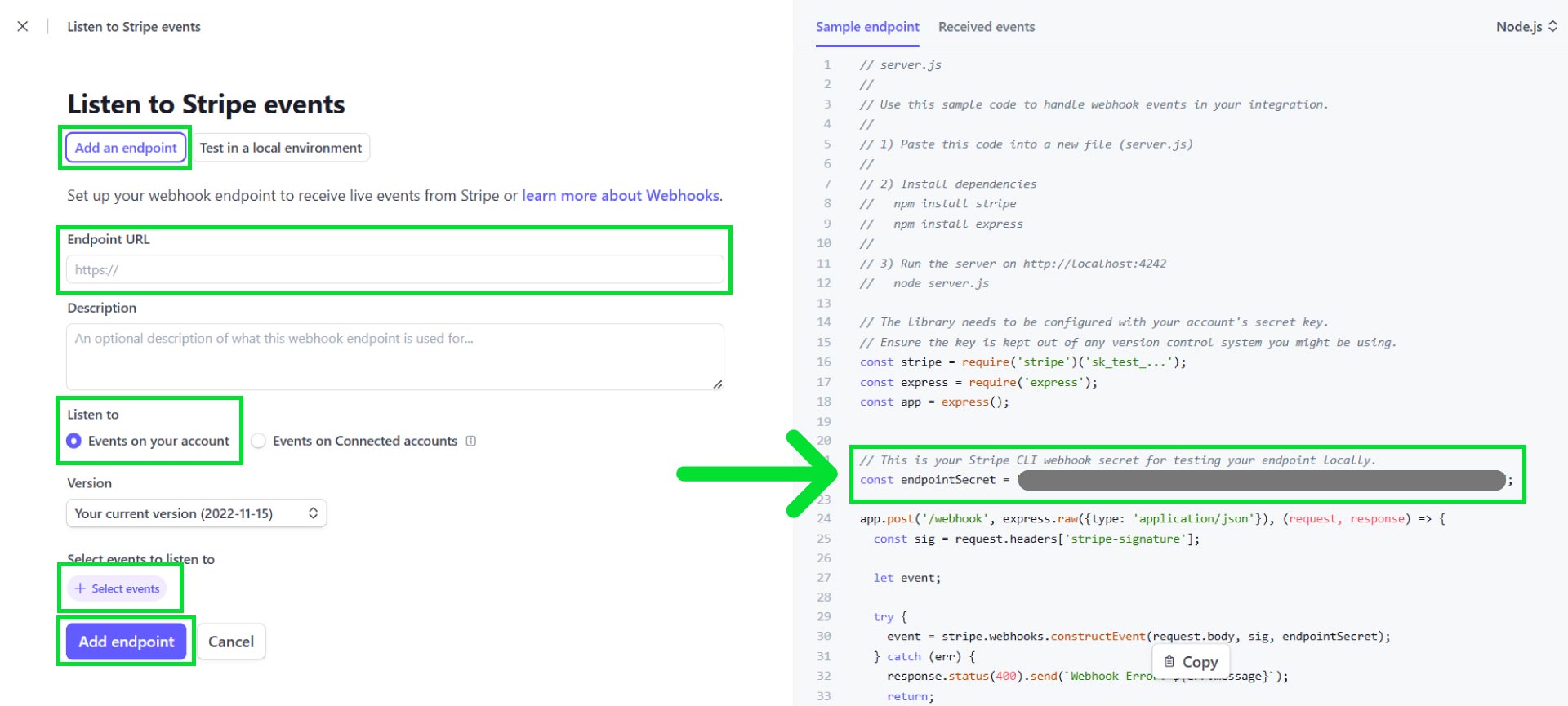 Create Stripe Webhook Create Stripe Webhook